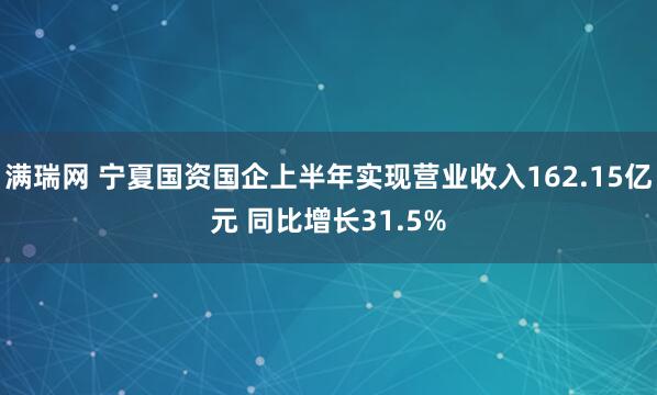满瑞网 宁夏国资国企上半年实现营业收入162.15亿元 同比增长31.5%