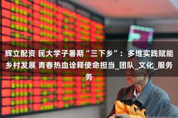 辉立配资 民大学子暑期“三下乡”：多维实践赋能乡村发展 青春热血诠释使命担当_团队_文化_服务